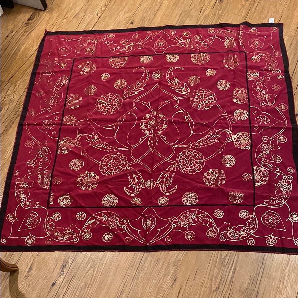 Red and Gold Patterned Scarf